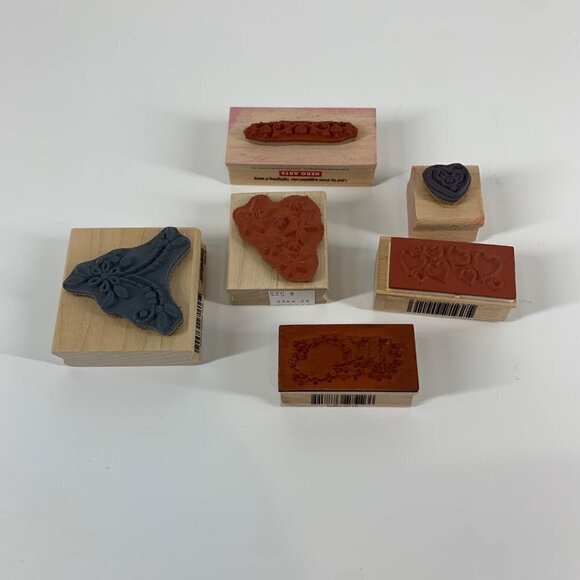 Vintage Collection of Ink Stamps hearts stars Christmas - Picture 3 of 7